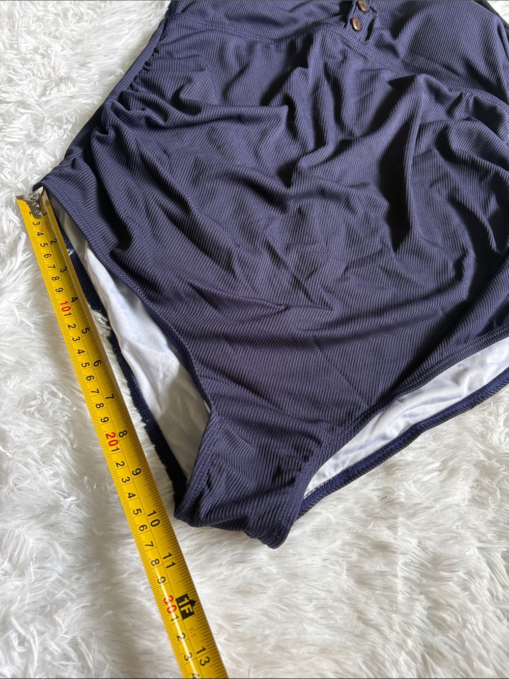 New In Packaging Zando Blue Ribbed Button Front One Piece Swimsuit L Maternity - Picture 4 of 13